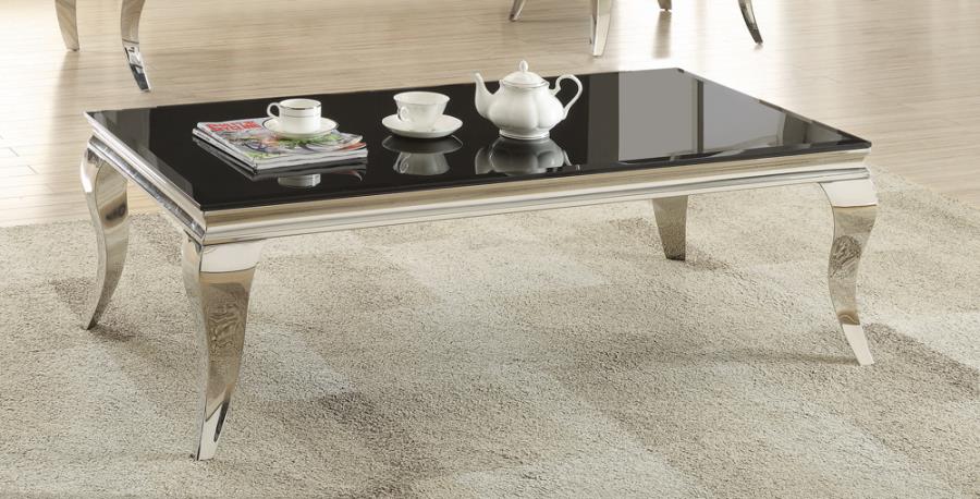 Rectangular Coffee Table Chrome and Black Half Price Furniture