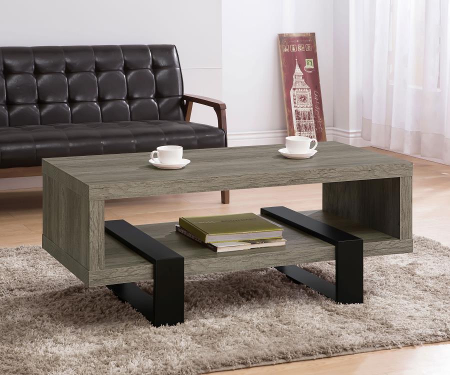 Coffee Table with Shelf Grey Driftwood - Las Vegas Furniture Stores
