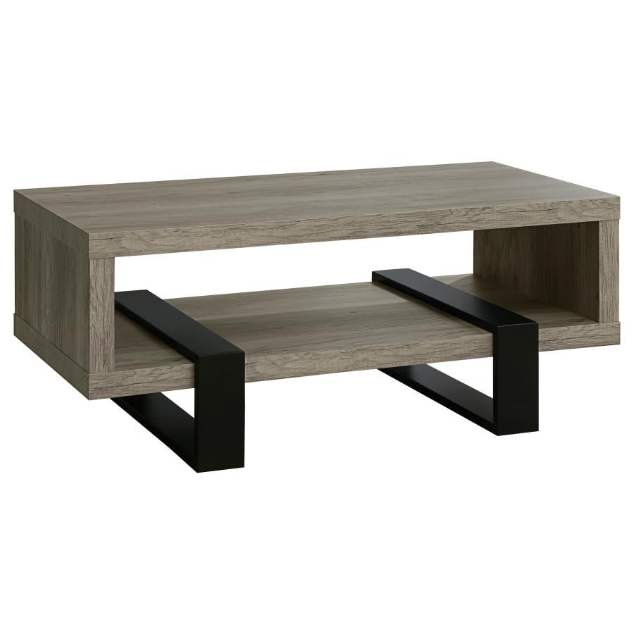 Coffee Table with Shelf Grey Driftwood - Las Vegas Furniture Stores