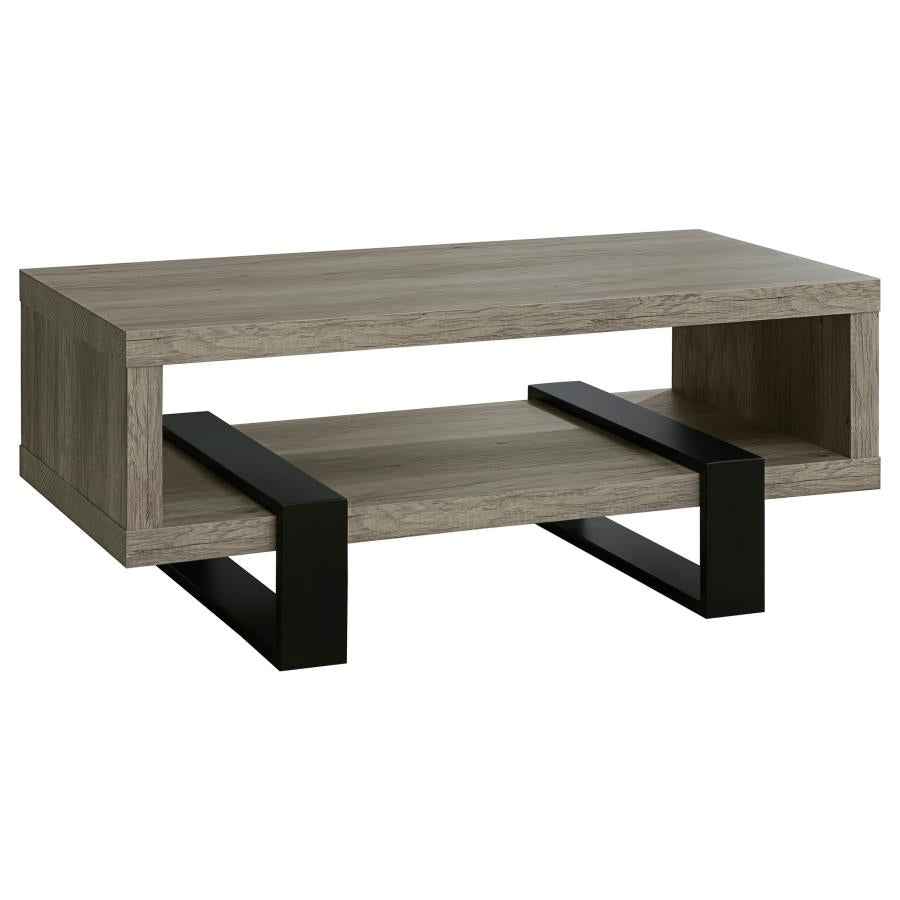 Coffee Table Grey Driftwood with Shelf