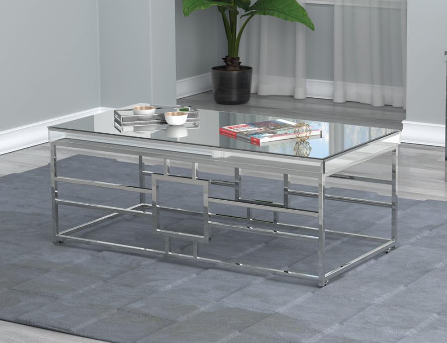 Geometric Frame Rectangular Coffee Table Chrome - Las Vegas Furniture Stores