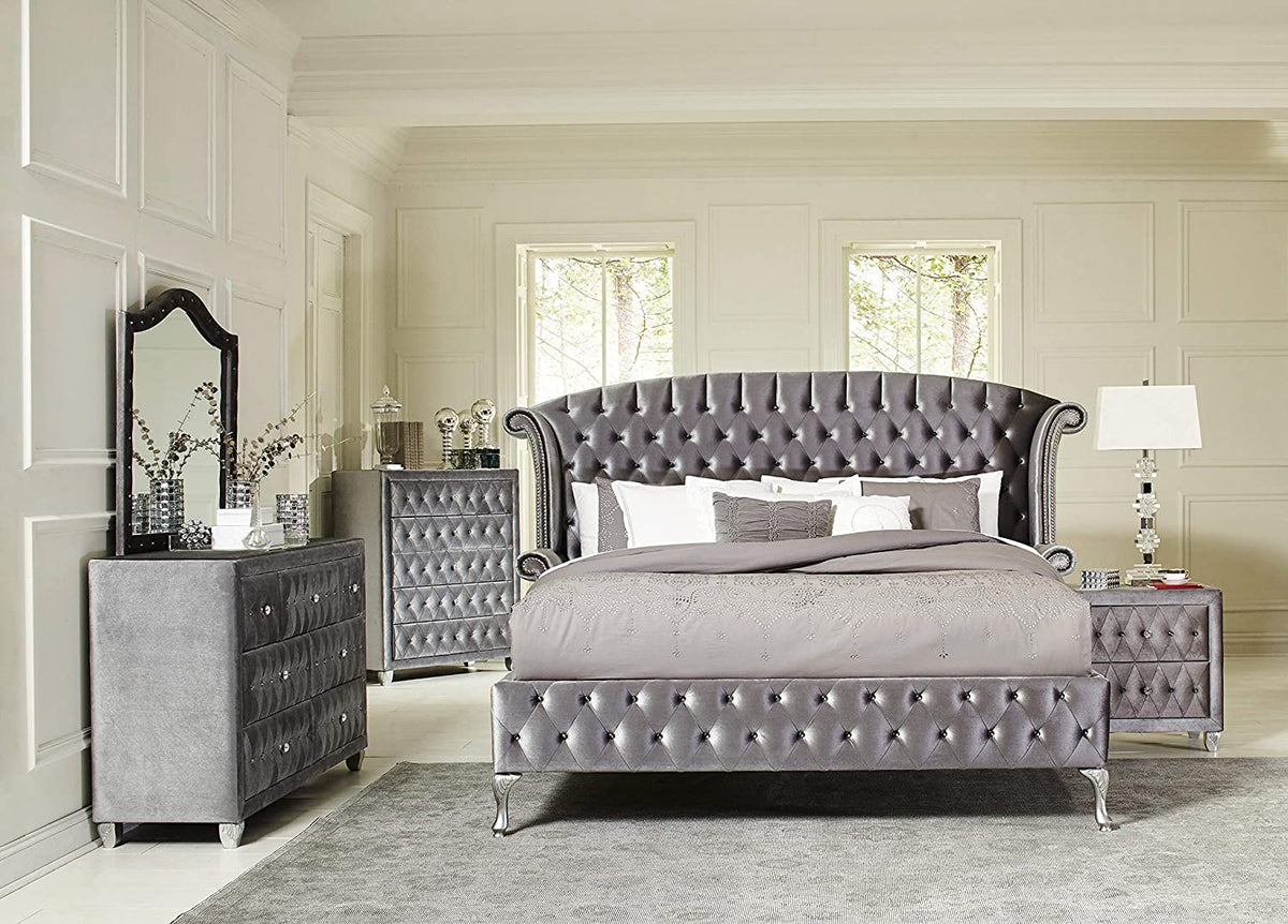 Deanna Tufted  Bedroom Collection Grey Deanna Tufted  Bedroom Collection Grey Las Vegas Furniture Stores