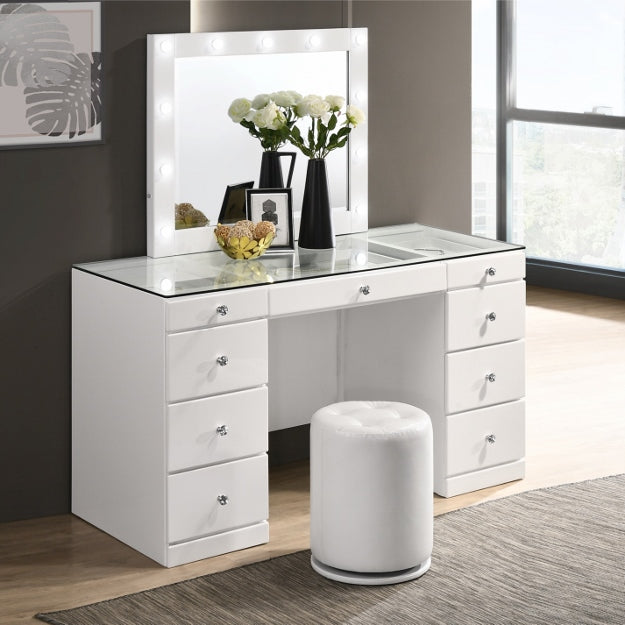 AVERY WHITE VANITY SET AVERY WHITE VANITY SET | Las Vegas vantiy mirror glamor  Las Vegas Furniture Stores