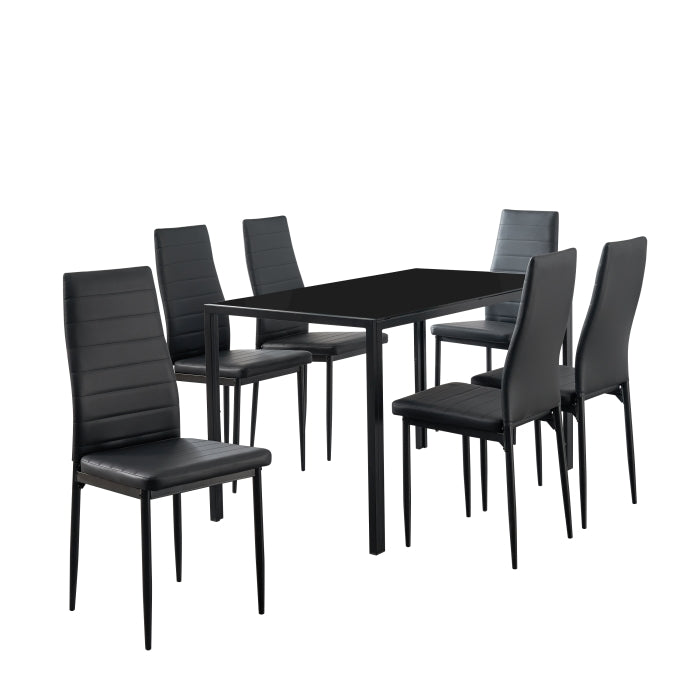 7 Pc. Modern dining set in Black on SALE Half Price Furniture