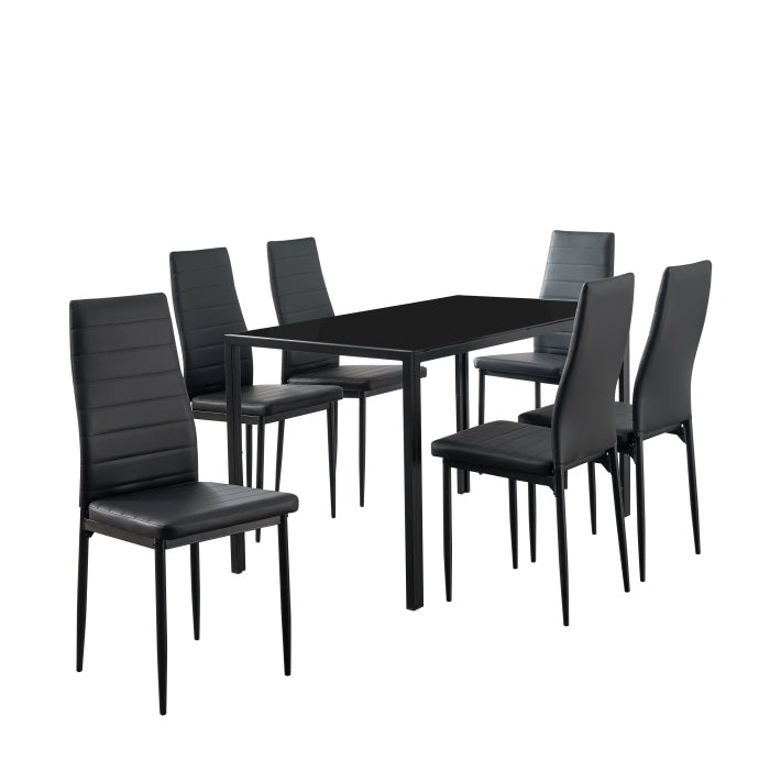 7 Pc. Modern dining set in Black on SALE - Las Vegas Furniture Stores