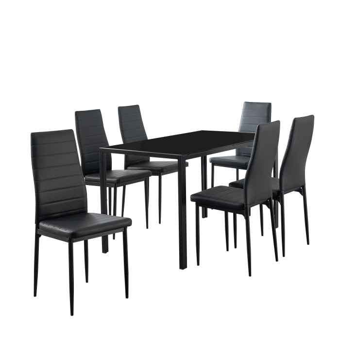 7 Pc Modern Black Dining Set on SALE