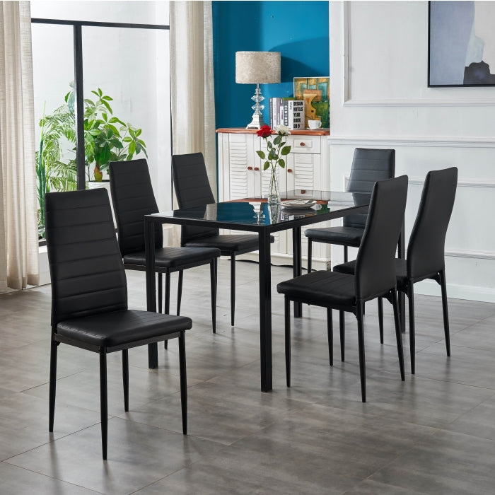 7 Pc. Modern dining set in Black on SALE Half Price Furniture