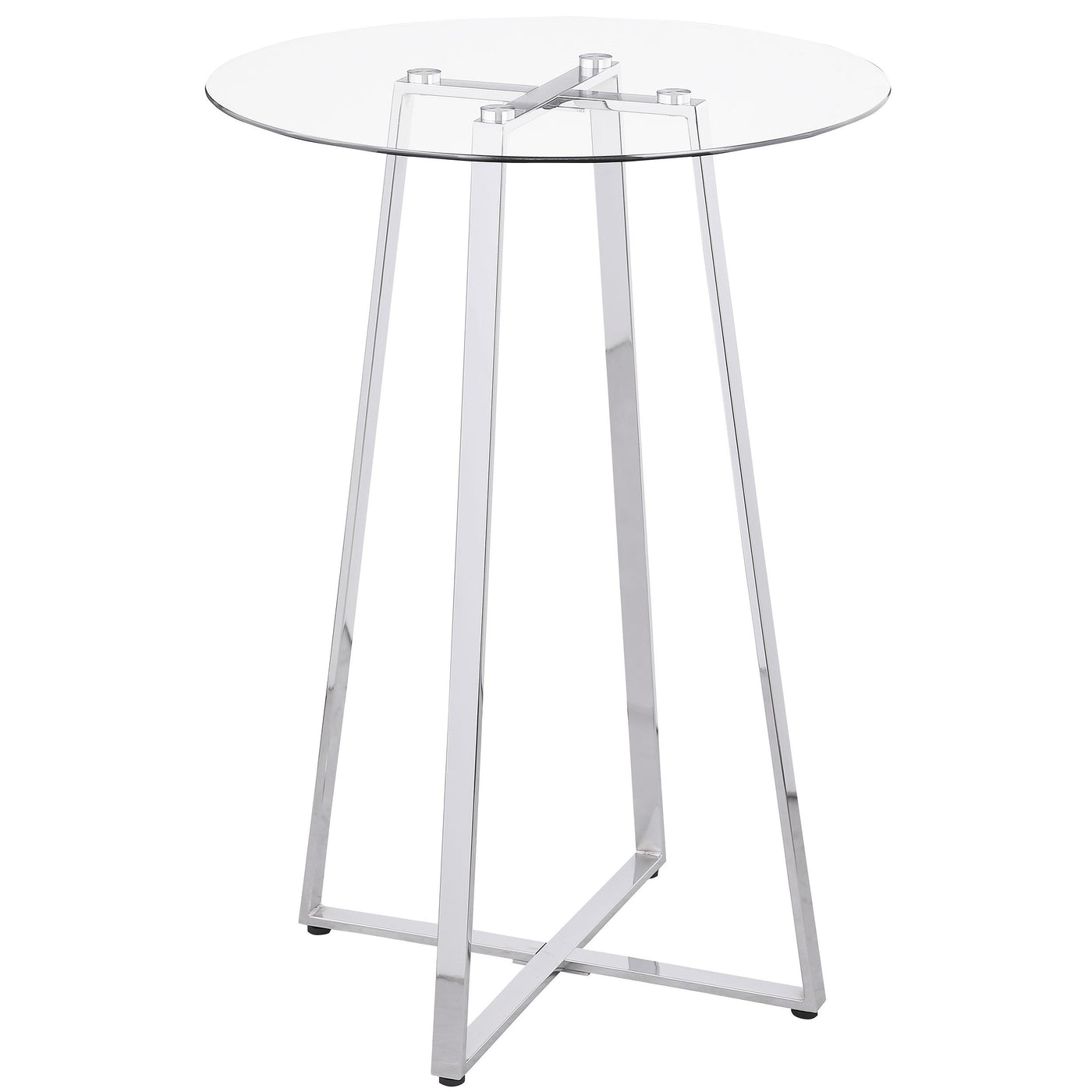 Zanella Glass Top Bar Table Chrome Half Price Furniture