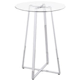 Zanella Glass Top Bar Table Chrome Half Price Furniture