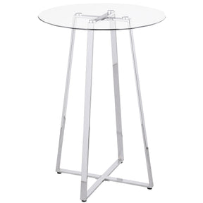 Zanella Glass Top Bar Table Chrome Half Price Furniture