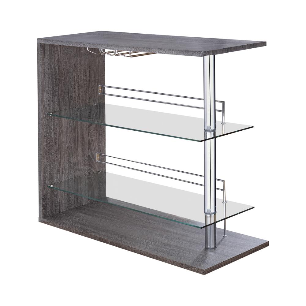 Prescott Rectangular 2-shelf Bar Unit Grey  Half Price Furniture