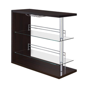 Prescott Rectangular 2-shelf Bar Unit Glossy Cappuccino Prescott Rectangular 2-shelf Bar Unit Glossy Cappuccino Half Price Furniture