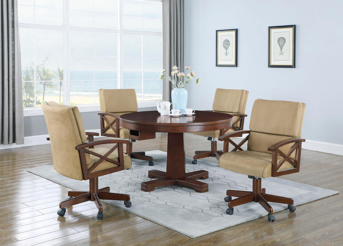 Marietta 5-piece Game Table Set Tobacco and Tan Marietta 5-piece Game Table Set Tobacco and Tan Half Price Furniture