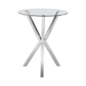 Denali Round Glass Top Bar Table Chrome  Half Price Furniture