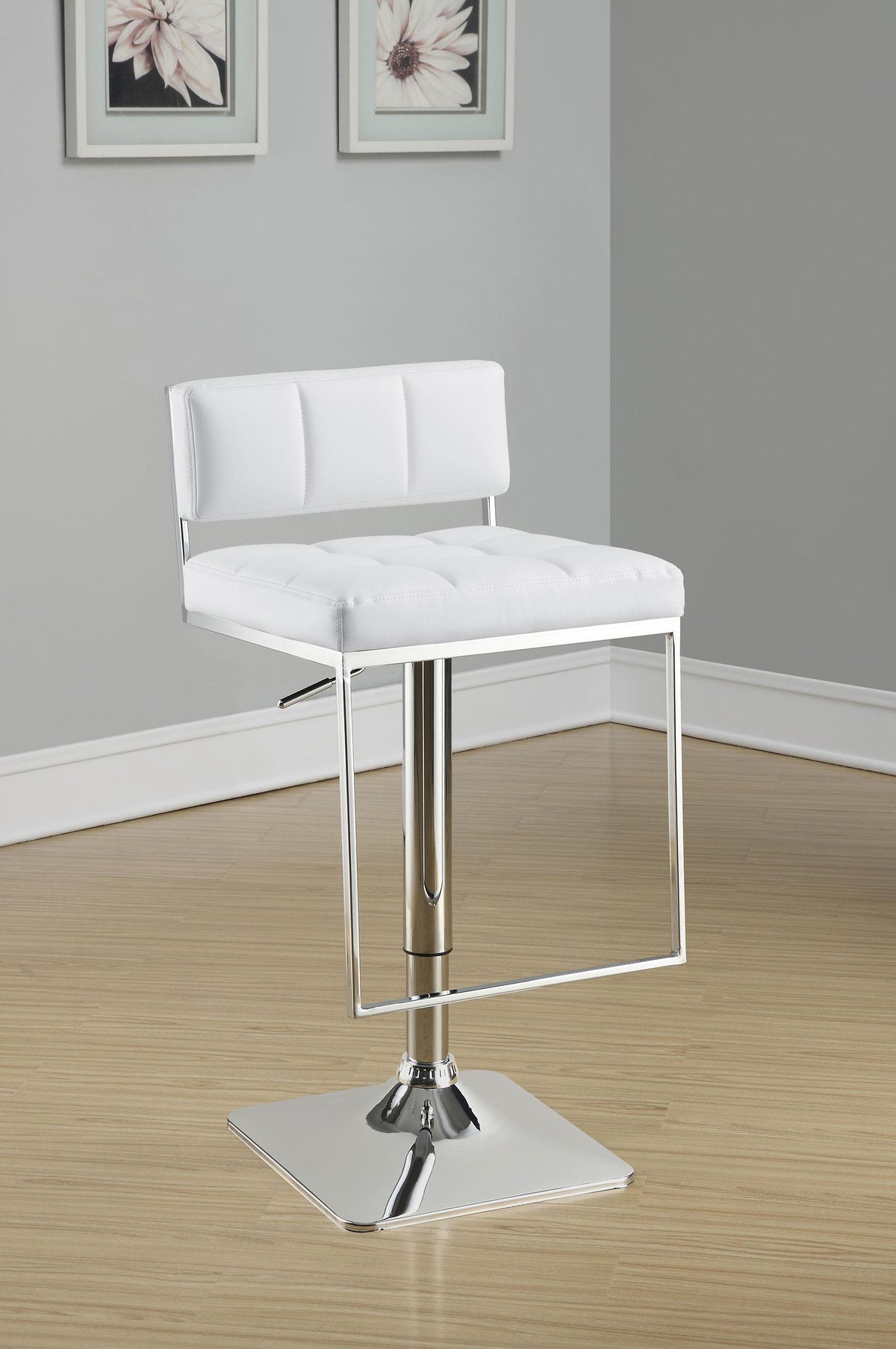 Alameda Adjustable Bar Stool White and Chrome  Half Price Furniture