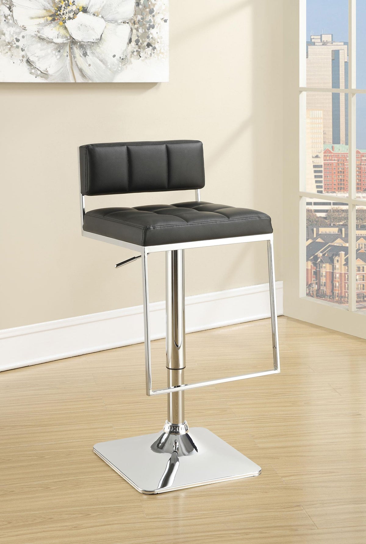 Alameda Adjustable Bar Stool Chrome and Black  Half Price Furniture