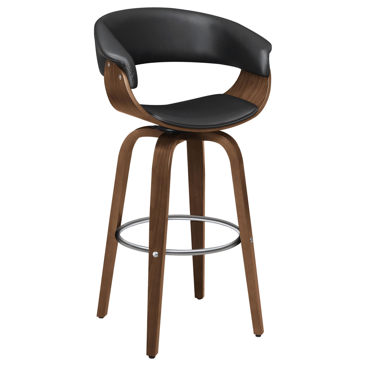 Zion Upholstered Swivel Bar Stool Walnut and Black  Half Price Furniture