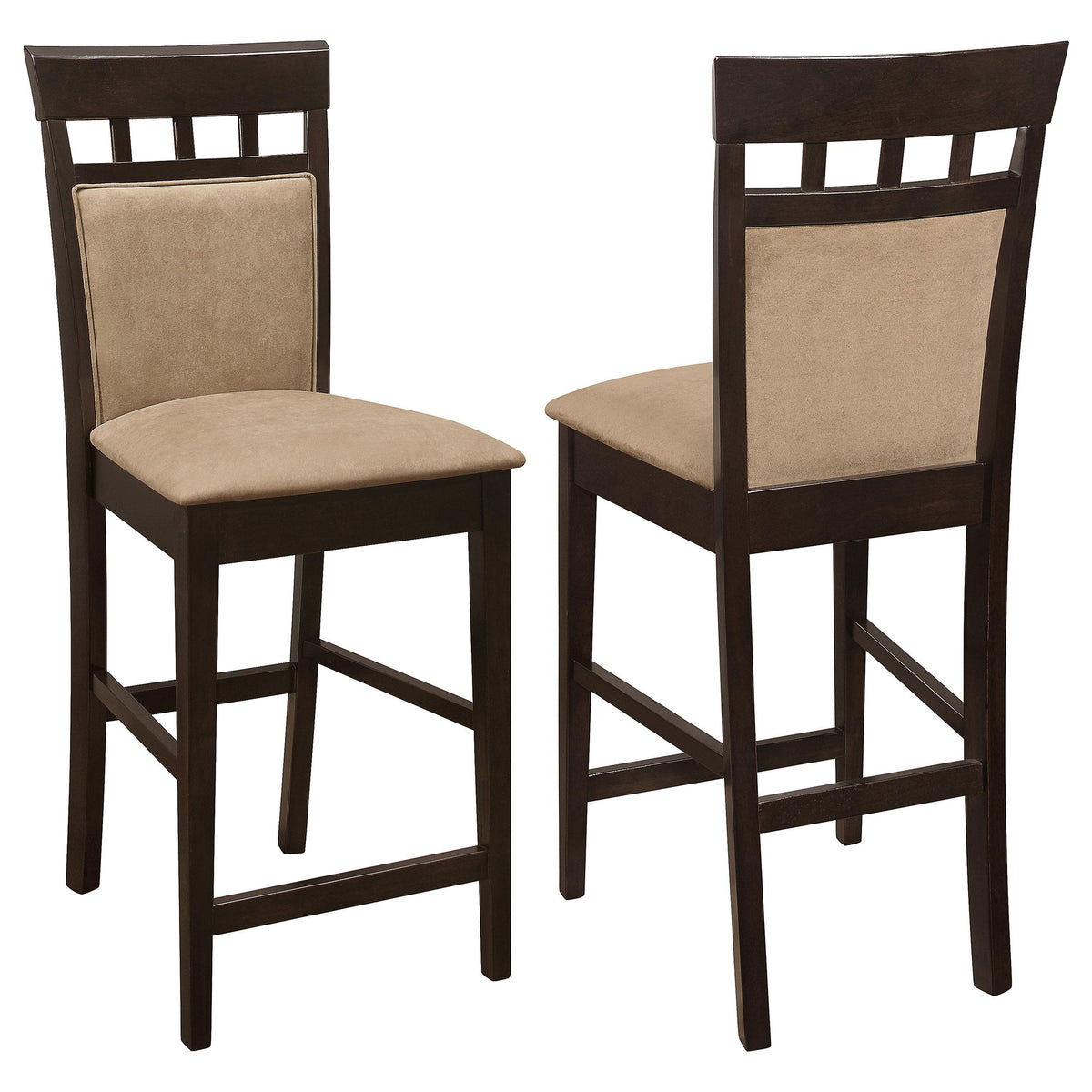 Gabriel Upholstered Counter Height Stools Cappuccino and Beige (Set of 2)  Half Price Furniture