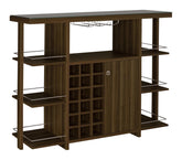 Evelio Bar Unit with Wine Bottle Storage Walnut Evelio Bar Unit with Wine Bottle Storage Walnut Half Price Furniture