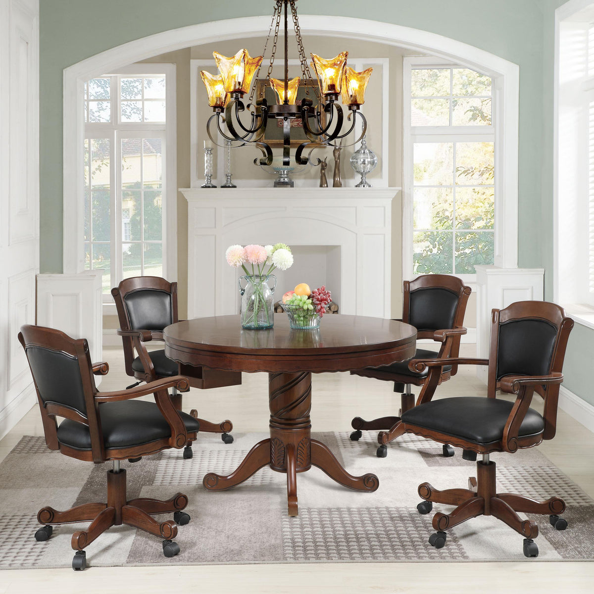 Turk 5-piece Game Table Set Tobacco and Black Half Price Furniture