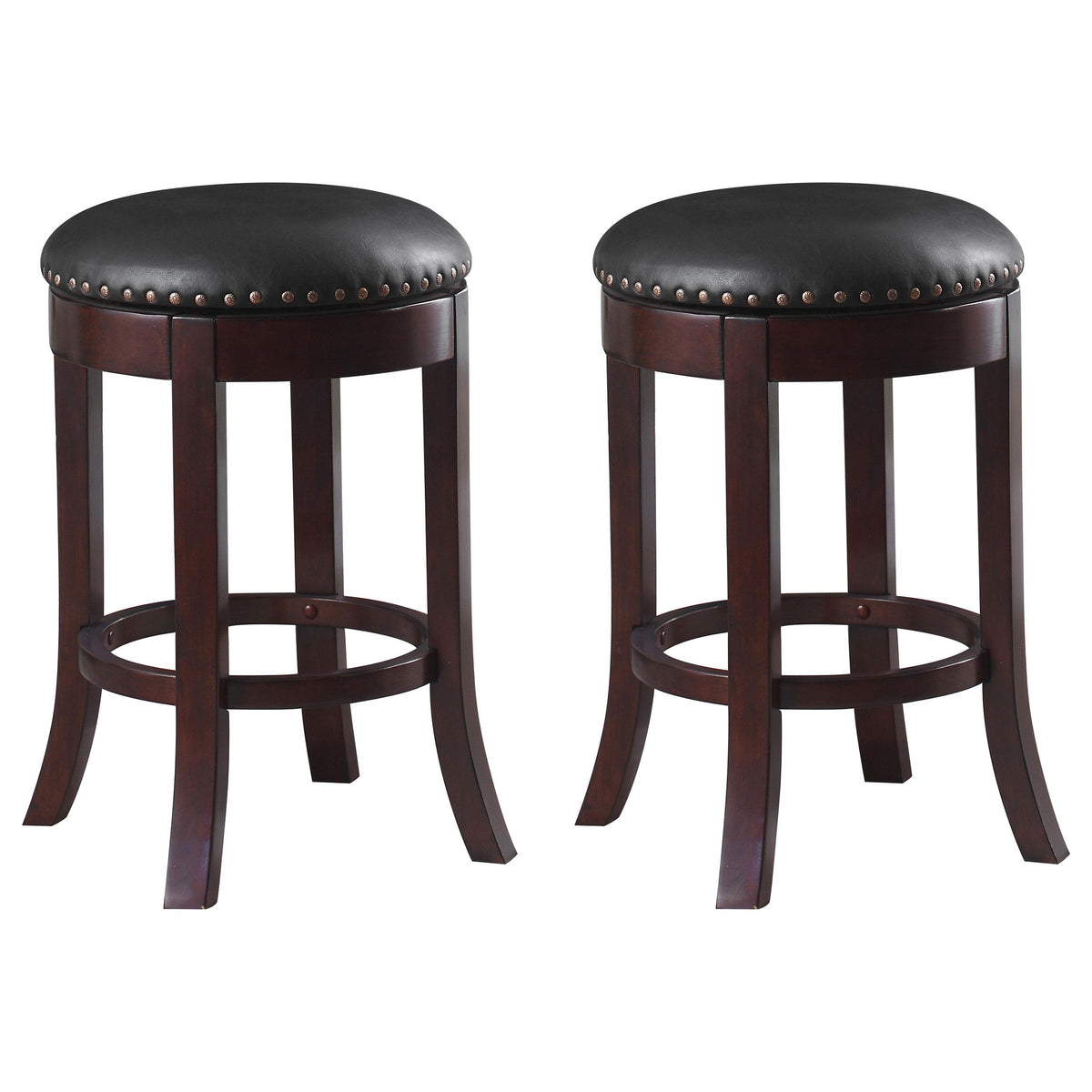 Aboushi Swivel Counter Height Stools with Upholstered Seat Brown (Set of 2)  Half Price Furniture
