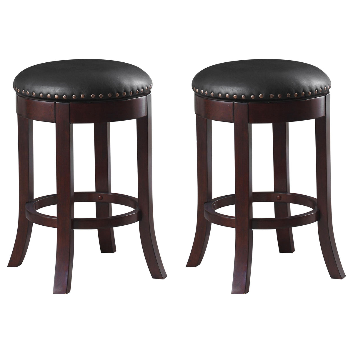 Aboushi Swivel Counter Height Stools with Upholstered Seat Brown (Set of 2) Aboushi Swivel Counter Height Stools with Upholstered Seat Brown (Set of 2) Half Price Furniture