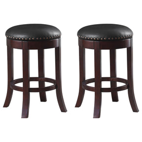 Aboushi Swivel Counter Height Stools with Upholstered Seat Brown (Set of 2)  Half Price Furniture