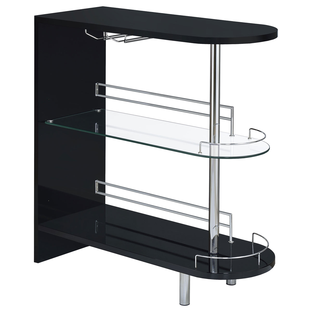 Adolfo 3-tier Bar Table Glossy Black and Clear  Half Price Furniture