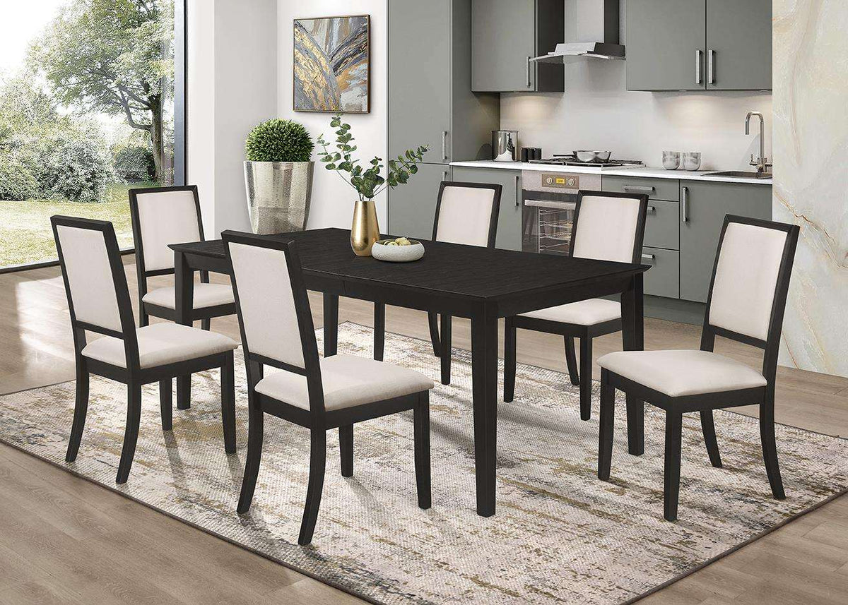 Louise 7-piece Rectangular Dining Set Black and Cream - Half Price Furniture
