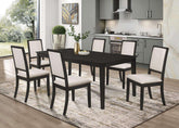 Louise 7-piece Rectangular Dining Set Black and Cream - Half Price Furniture