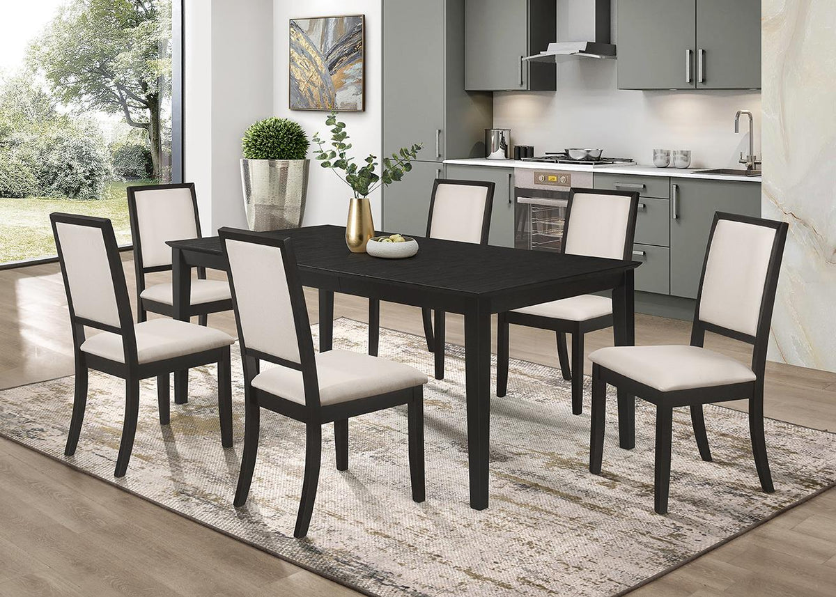 Louise 7-piece Rectangular Dining Set Black and Cream Louise 7-piece Rectangular Dining Set Black and Cream Half Price Furniture