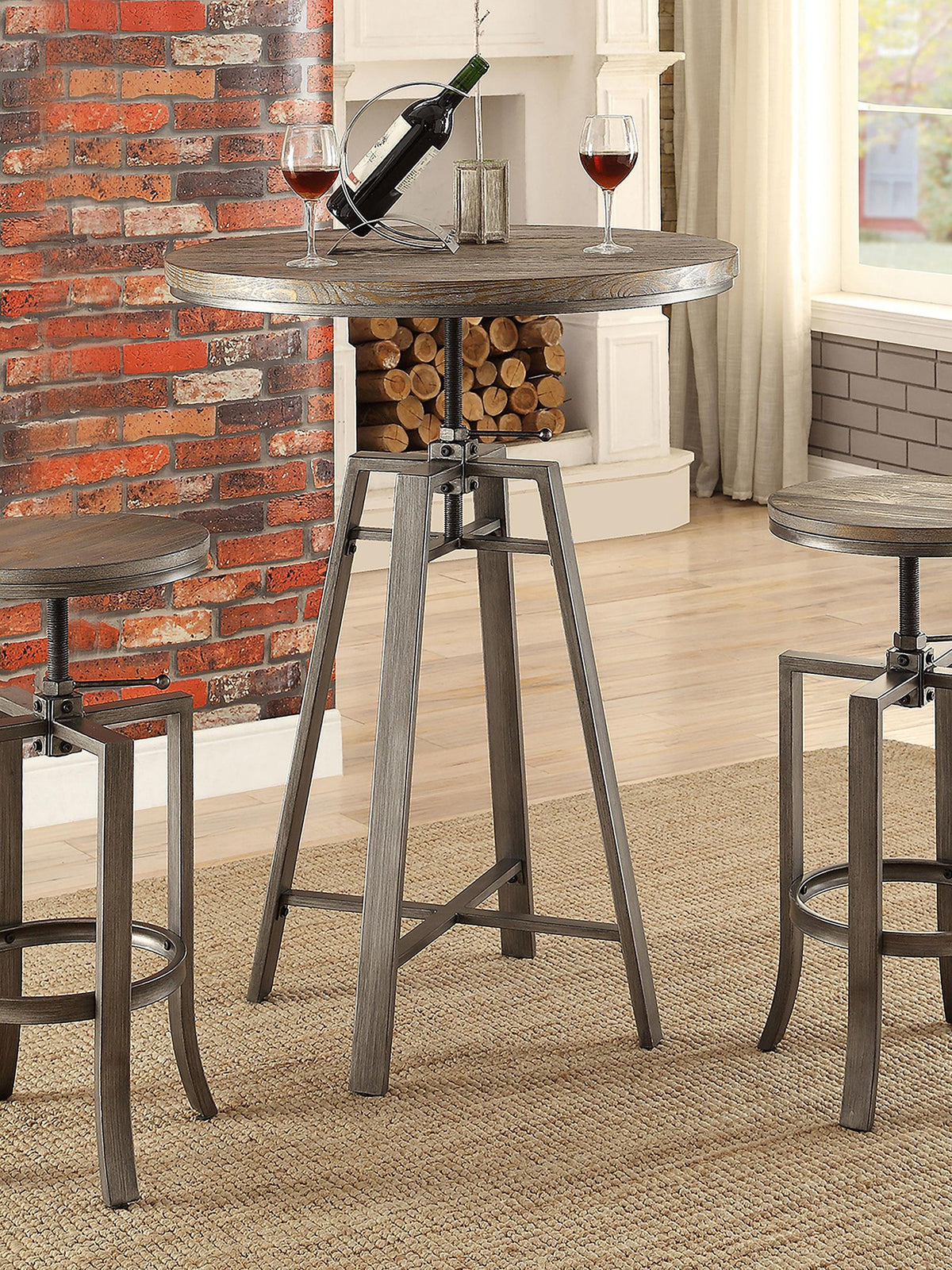 Bartlett Adjustable Swivel Bar Table Brushed Nutmeg  Las Vegas Furniture Stores