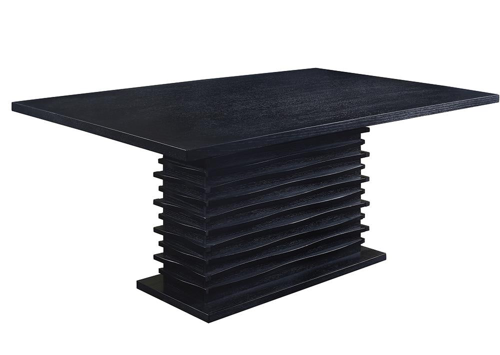 Stanton Rectangle Pedestal Dining Table Black Stanton Rectangle Pedestal Dining Table Black Half Price Furniture