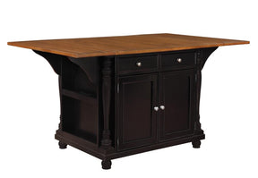 Slater 2-drawer Kitchen Island with Drop Leaves Brown and Black Half Price Furniture