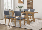 Sharon Rectangular Trestle Base Dining Table Set Blue and Brown Half Price Furniture