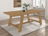 Sharon Rectangular Trestle Base Dining Table Blue and Brown Half Price Furniture