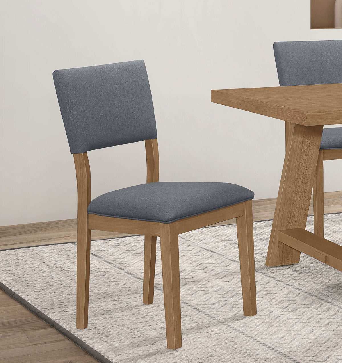 Sharon Open Back Padded Upholstered Dining Side Chair Blue and Brown (Set of 2) Half Price Furniture