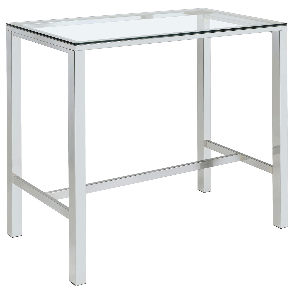 Tolbert Bar Table with Glass Top Chrome Half Price Furniture