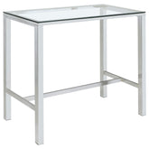 Tolbert Bar Table with Glass Top Chrome Half Price Furniture