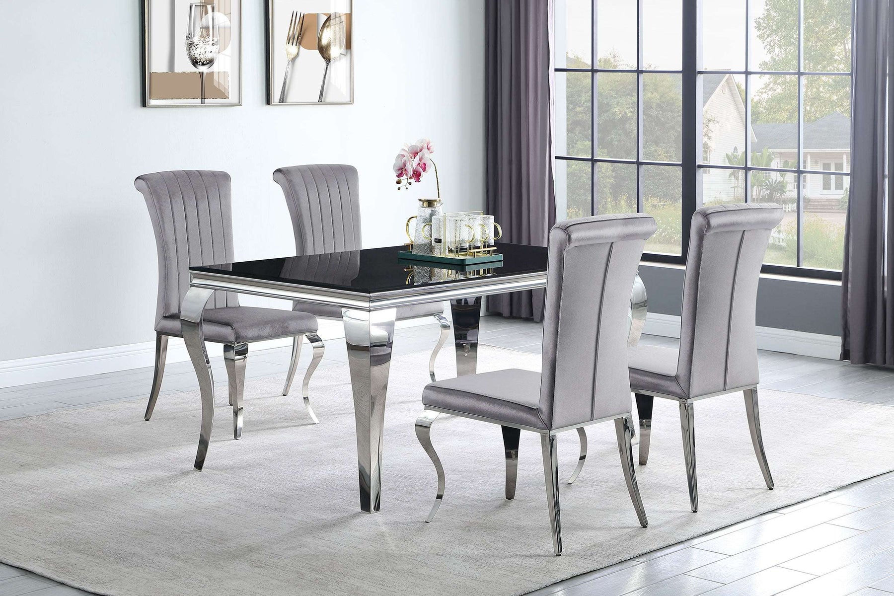 Carone 5-piece 61" Rectangular Dining Set - Dining Room Set - Half Price Furniture
