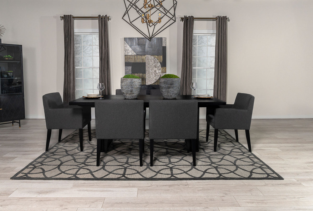 Catherine Double Pedestal Dining Table Set Charcoal Grey and Black  Half Price Furniture