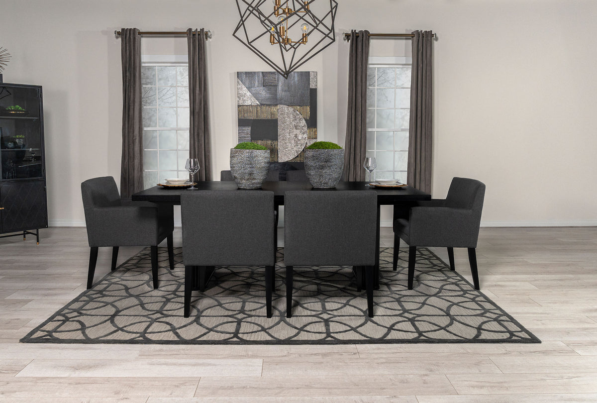 Catherine Double Pedestal Dining Table Set Charcoal Grey and Black Half Price Furniture