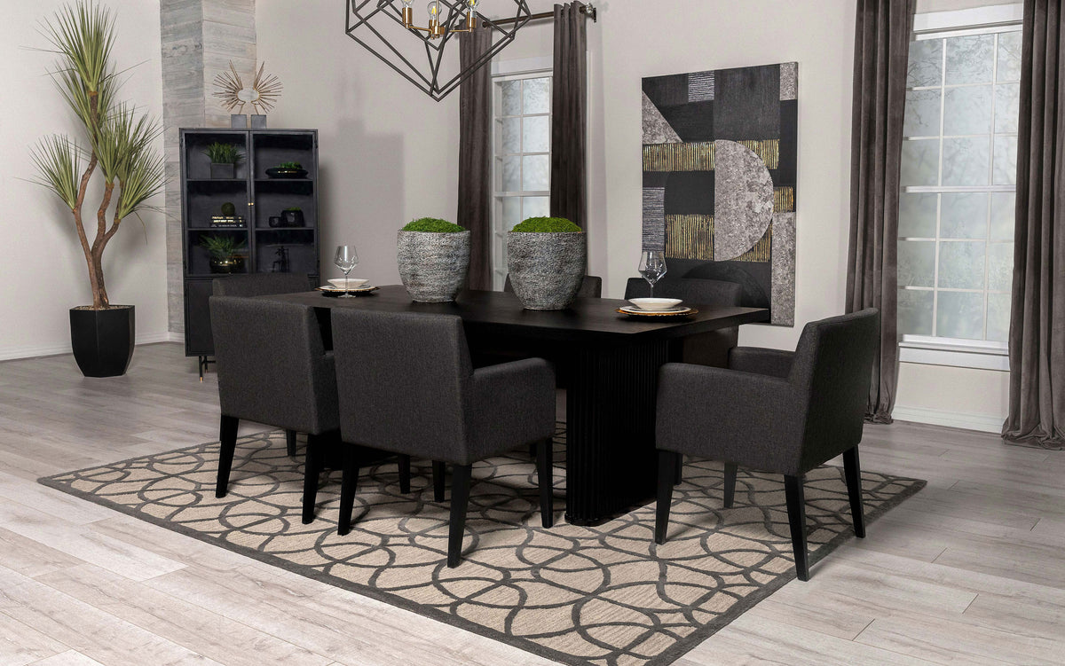 Catherine Rectangular Double Pedestal Dining Table Black  Half Price Furniture