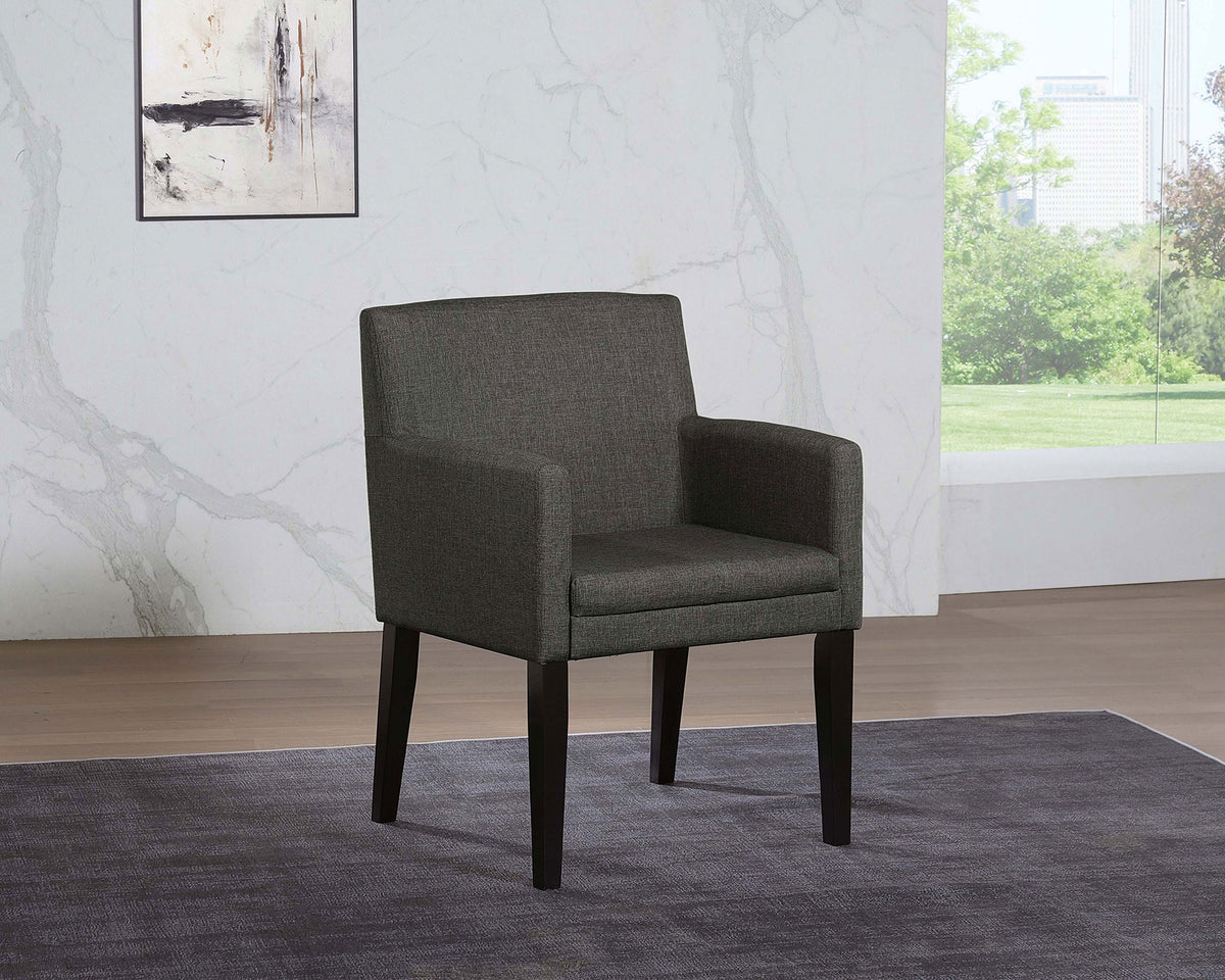 Catherine Upholstered Dining Arm Chair Charcoal Grey and Black (Set of 2)  Half Price Furniture