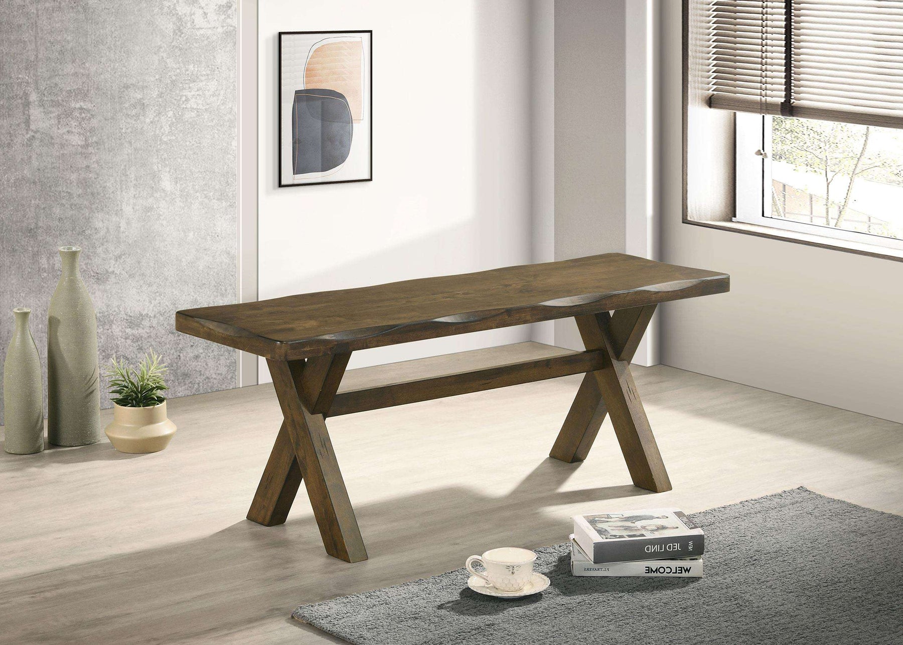 Alston X-shaped Dining Bench Knotty Nutmeg - Half Price Furniture