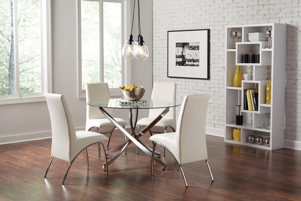 Beckham 5-piece Round Dining Set Chrome and White  Half Price Furniture
