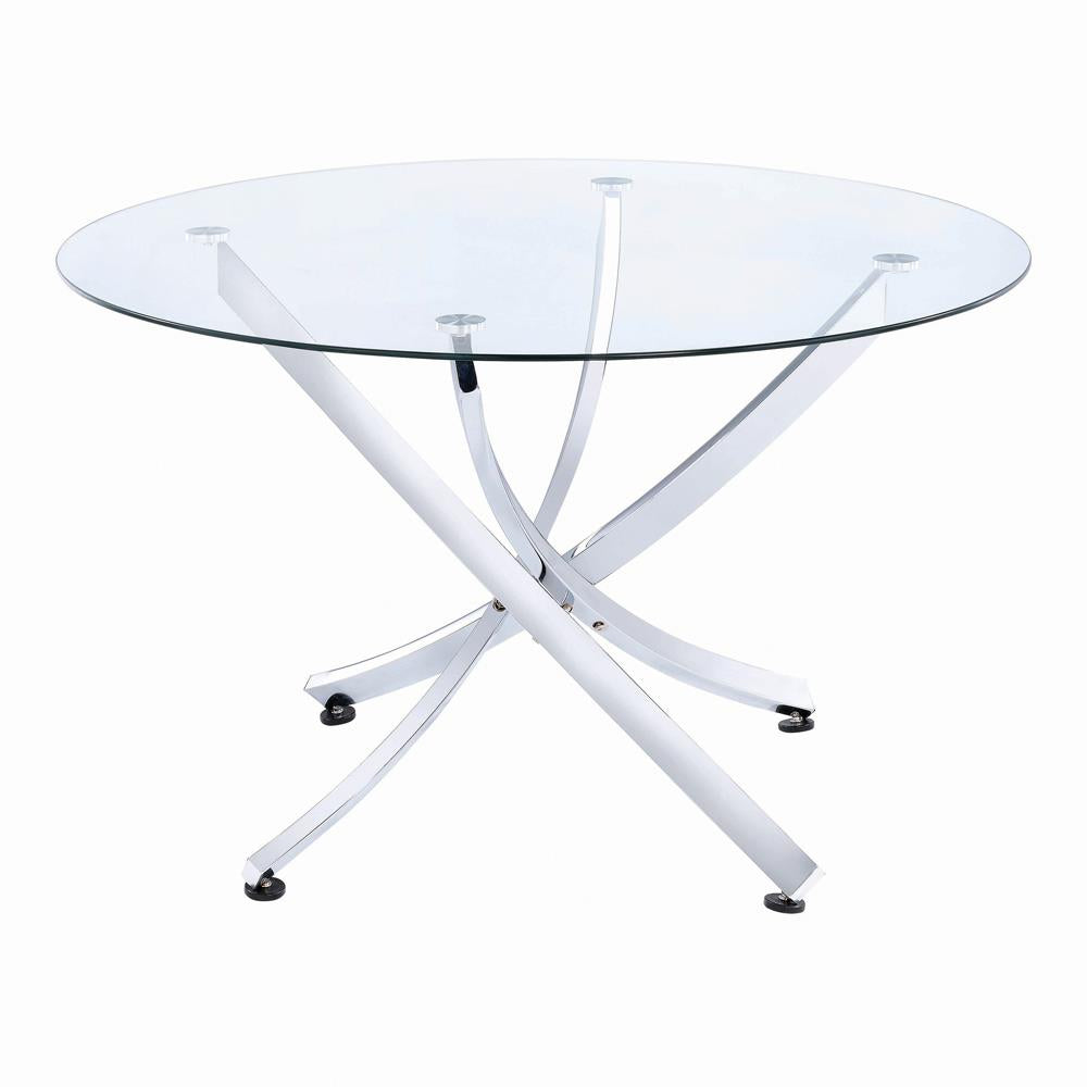 Beckham Round Dining Table Chrome and Clear  Half Price Furniture