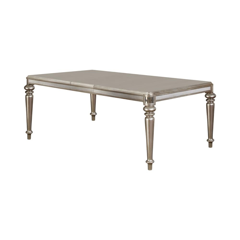 Bling Game Rectangular Dining Table with Leaf Metallic Platinum  Half Price Furniture