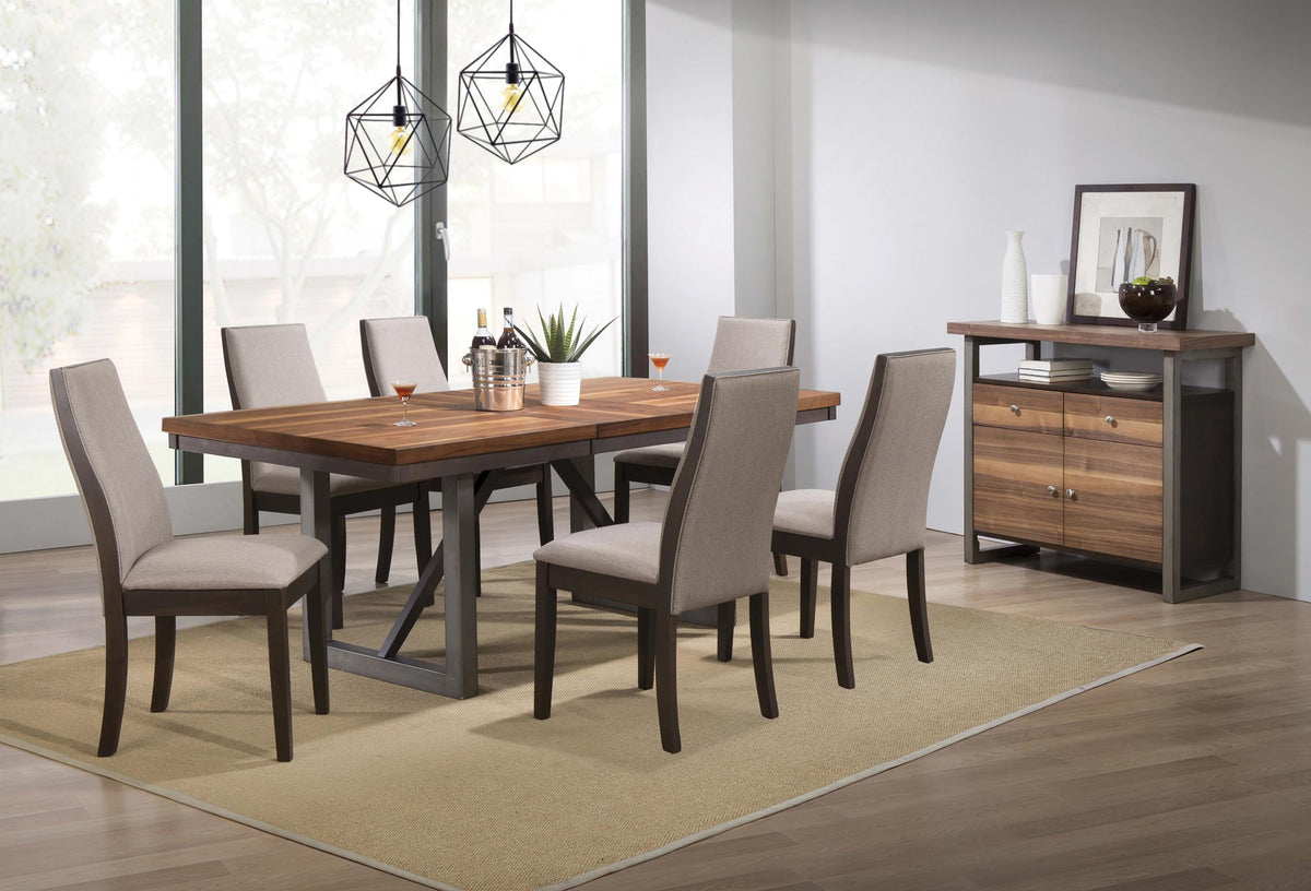 Spring Creek 5-piece Dining Room Set Natural Walnut and Taupe Spring Creek 5-piece Dining Room Set Natural Walnut and Taupe Half Price Furniture