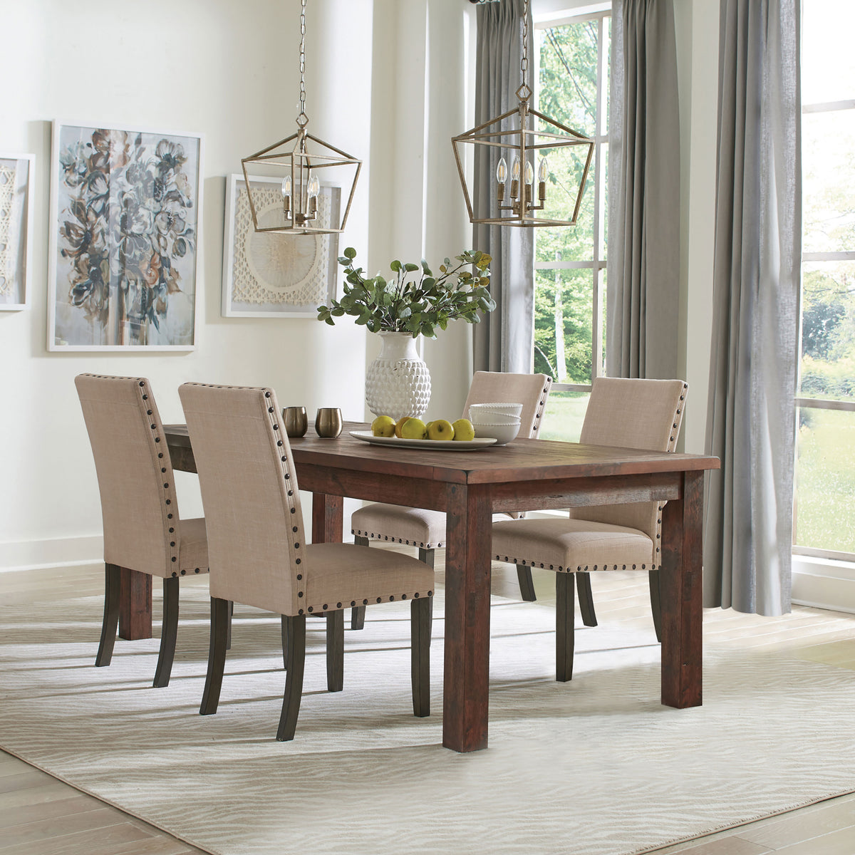 Coleman 5-piece Rectangular Dining Set Rustic Golden Brown  Half Price Furniture